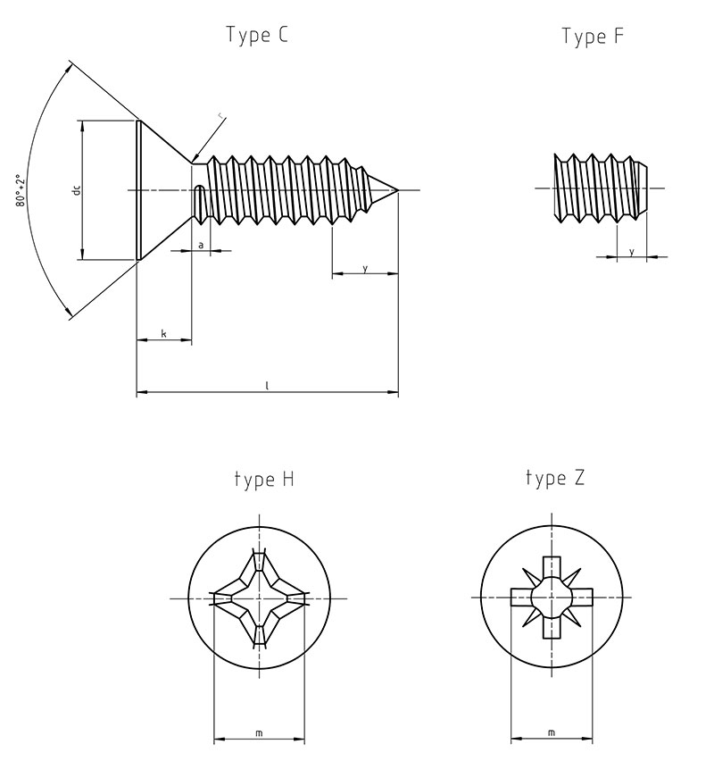 countersunk head self tapping