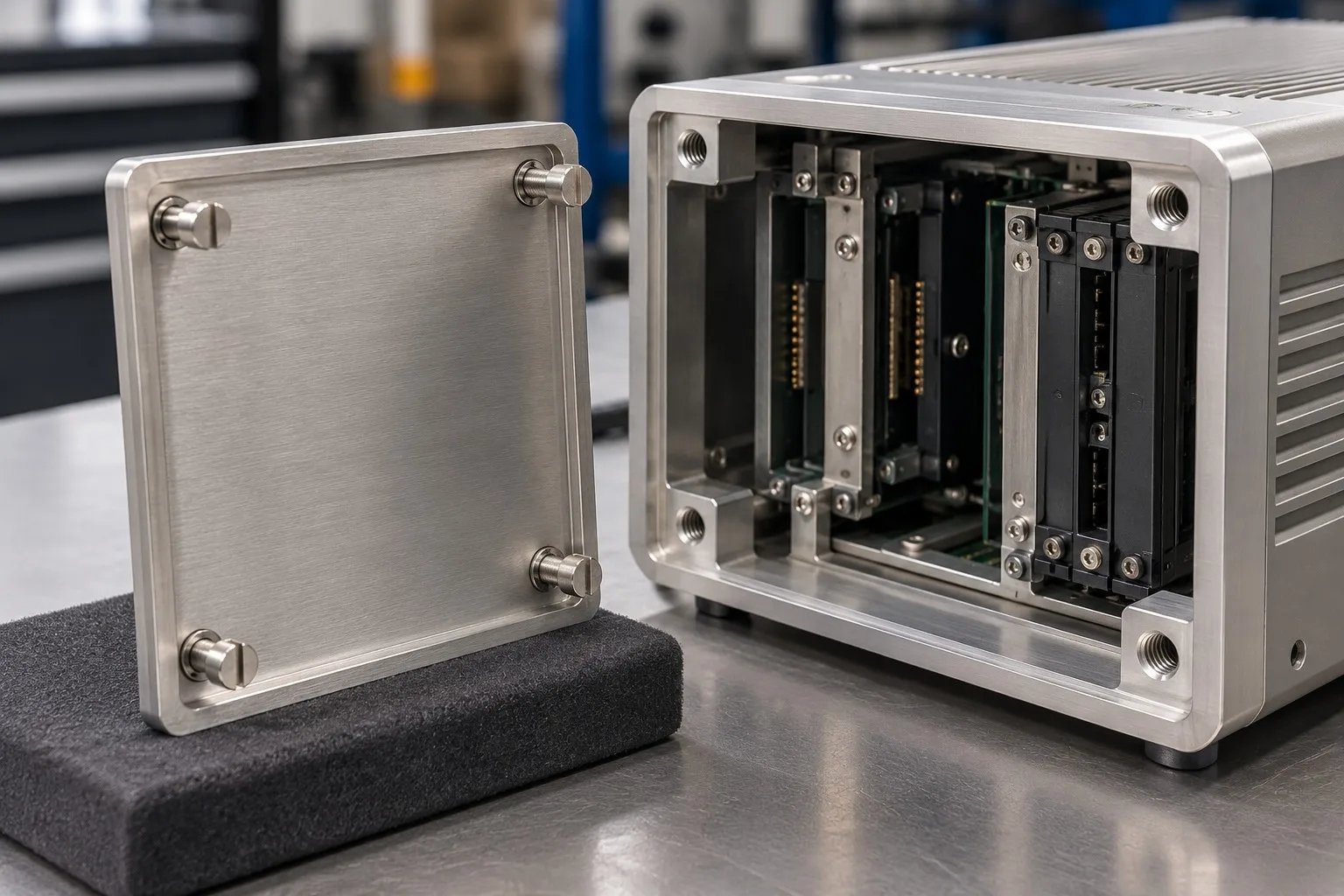 Captive head screws retained in the cover of a test instrument enclosure