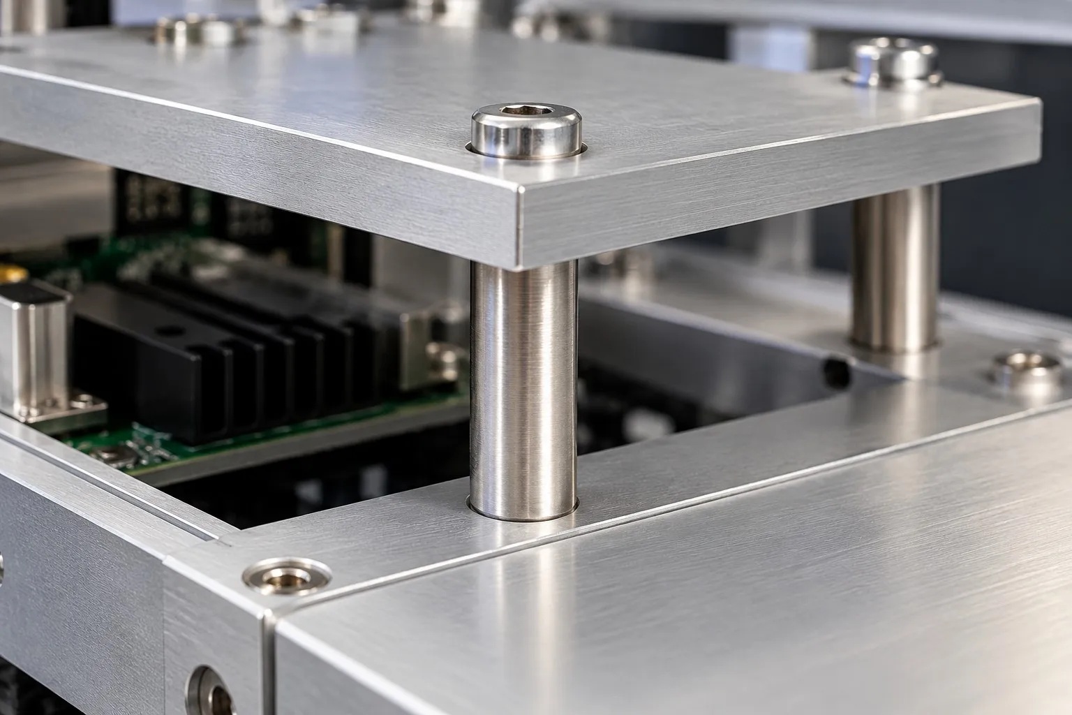 Male-female round standoffs spacing an instrument cover plate