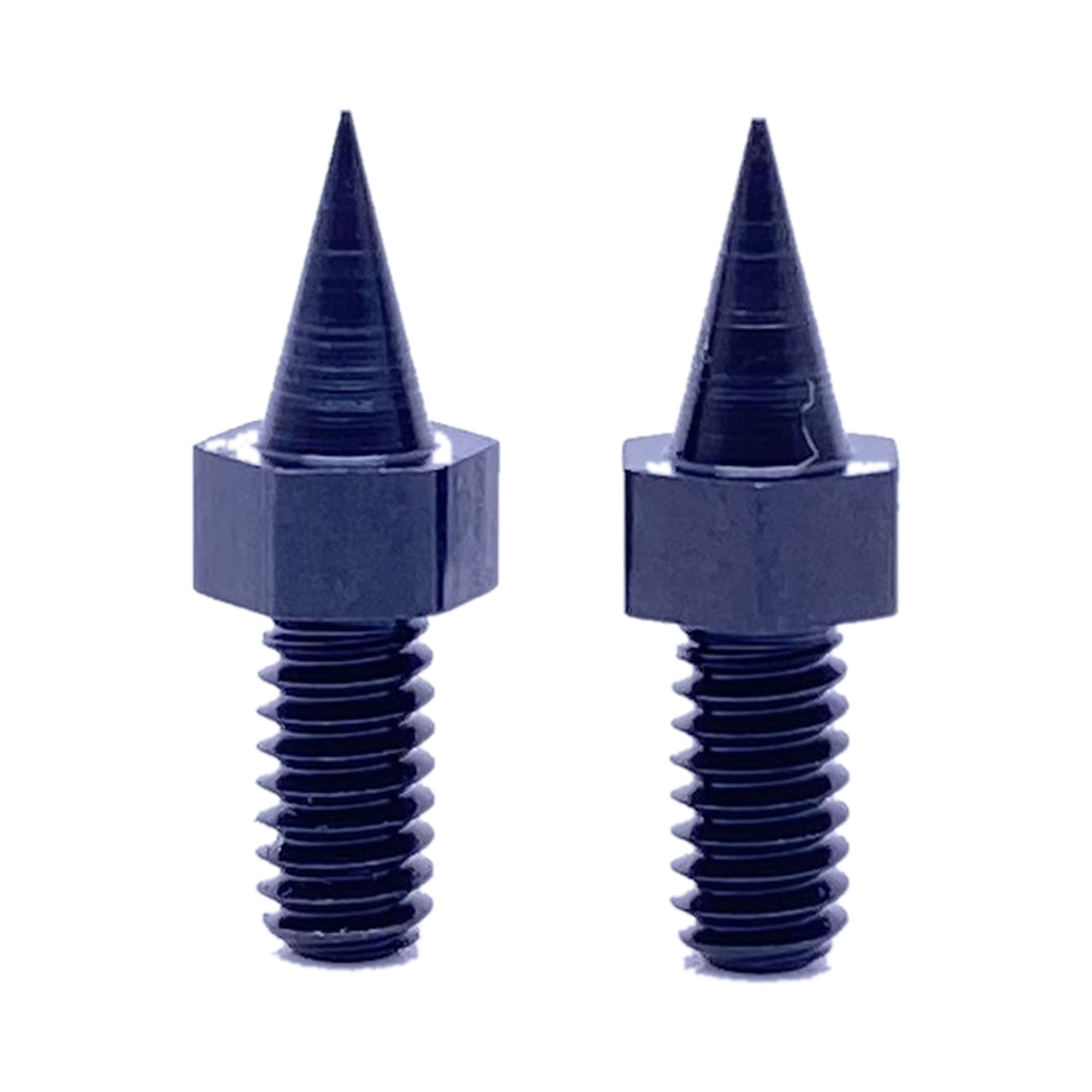 Black electrophoresis tire stud with hex body and conical point